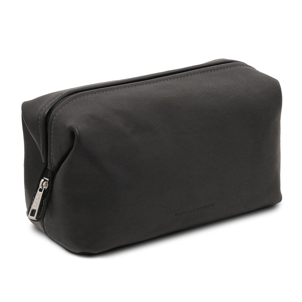 Iso schwarze matte Leder-Kulturtasche⎪ Tuscany Leather