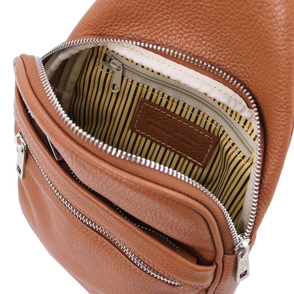 Vaaleanruskea crossbody- nahkalaukku ⎪ Albert ⎪ Tuscany Leather