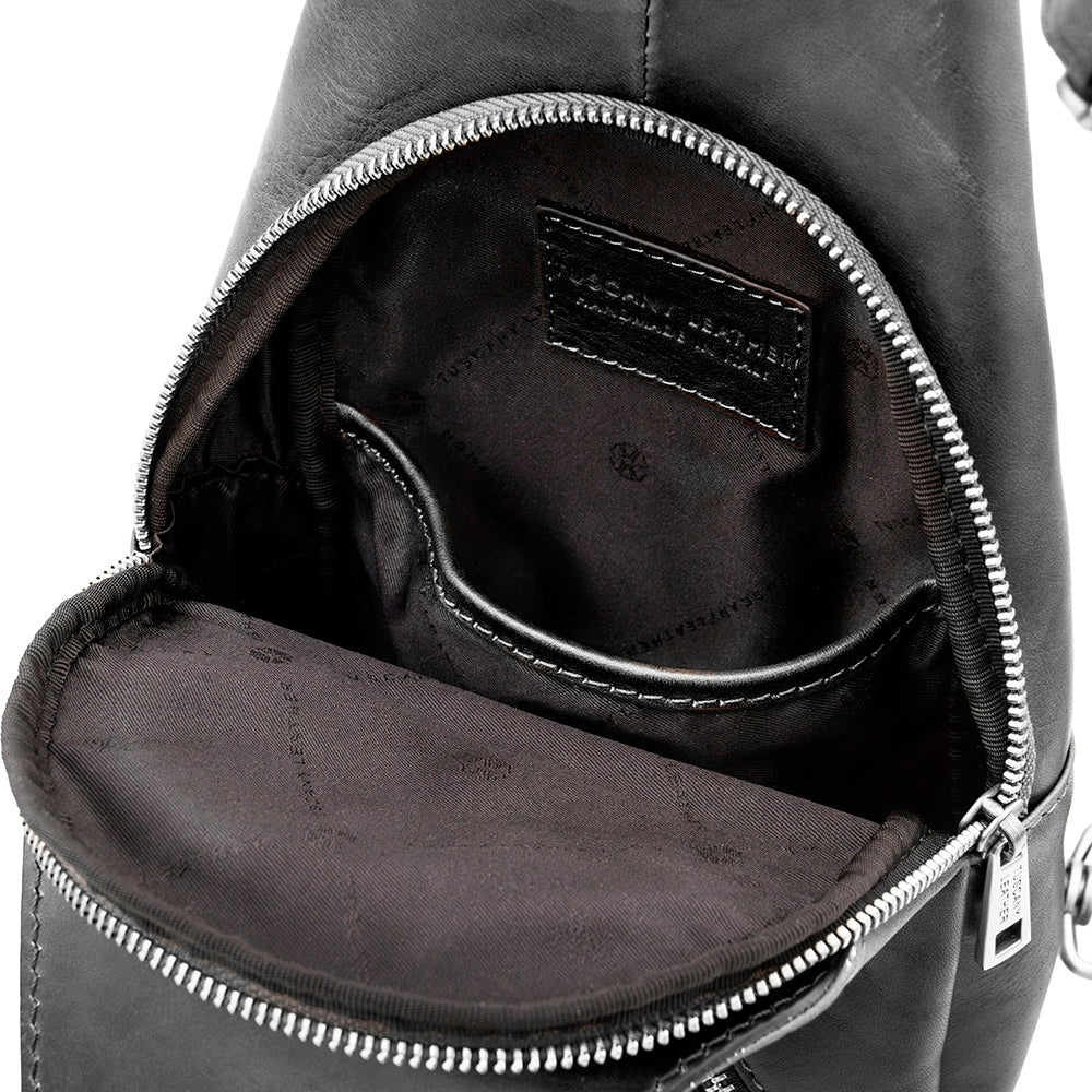 Schwarze matte Crossbody-Ledertasche ⎪ Kevin ⎪ Tuscany Leather
