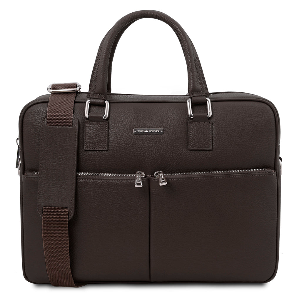 Large dark brown leather briefcase 17.3" | Treviso | Tuscany Leather
