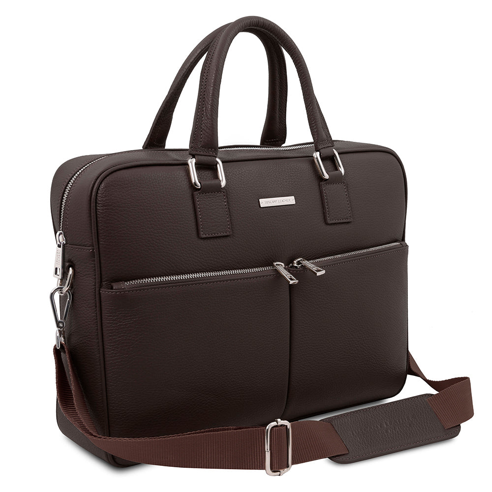 Large dark brown leather briefcase 17.3" | Treviso | Tuscany Leather