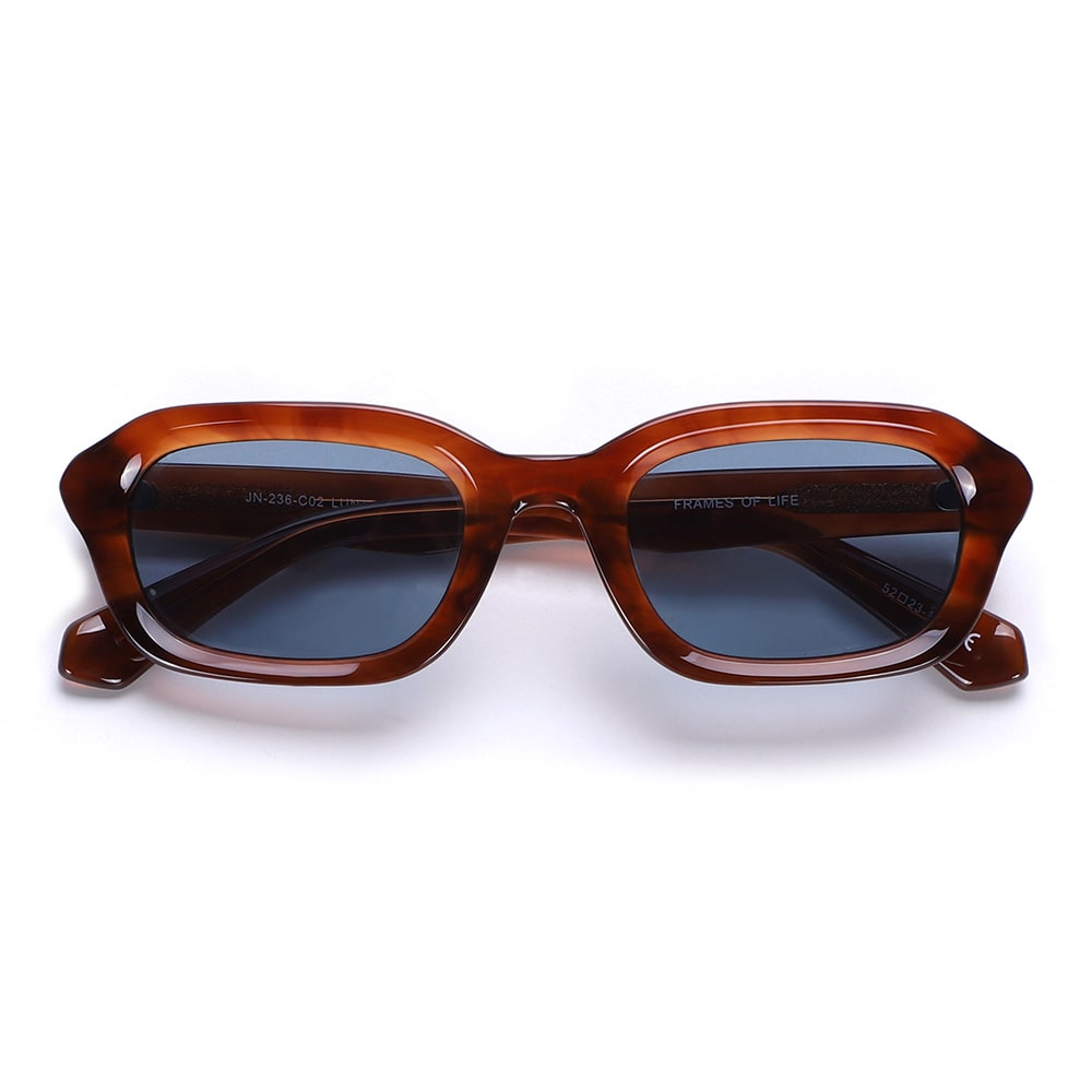 Reddish-brown sunglasses with a blue lens⎪ Luna Blue⎪ JohNocera