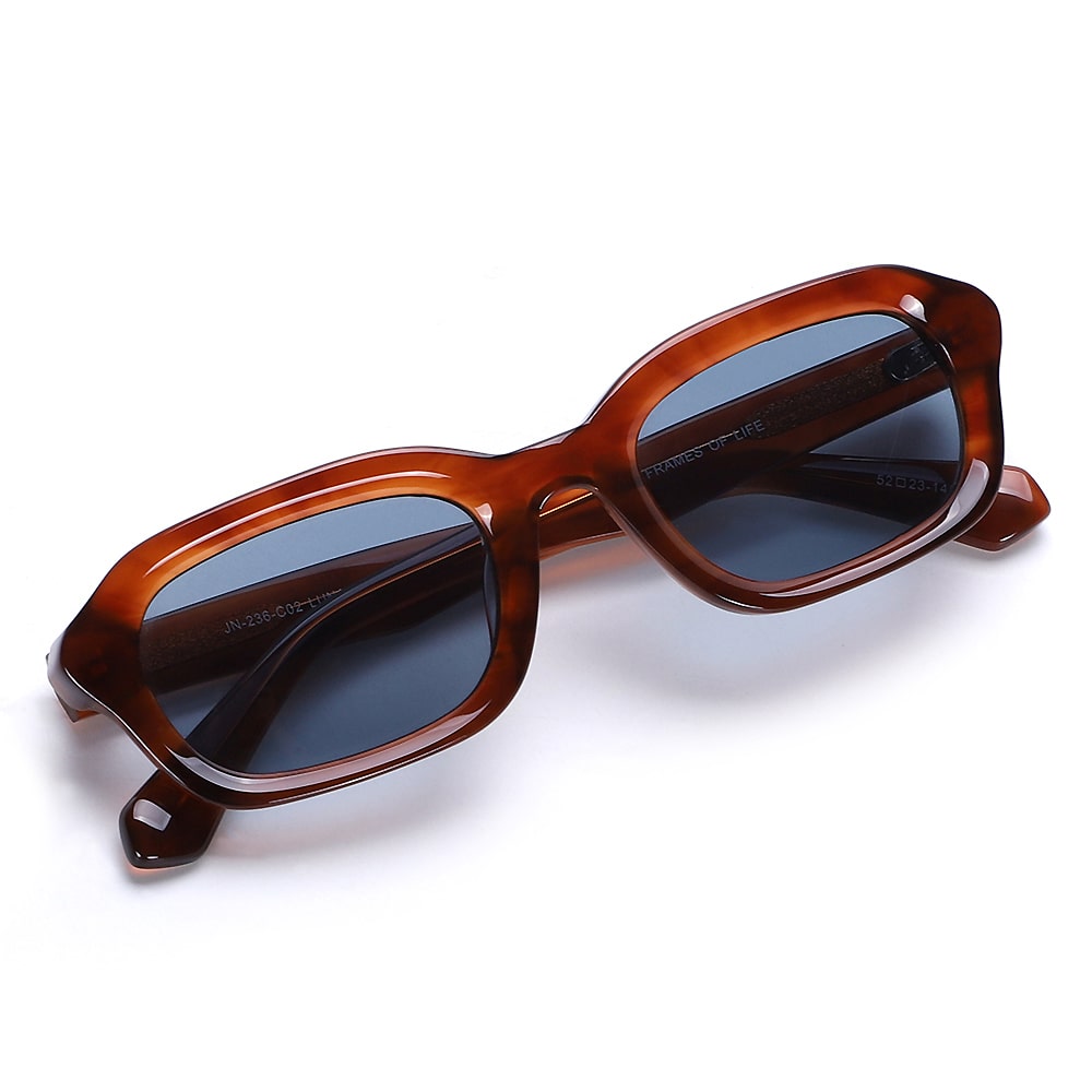 Reddish-brown sunglasses with a blue lens⎪ Luna Blue⎪ JohNocera