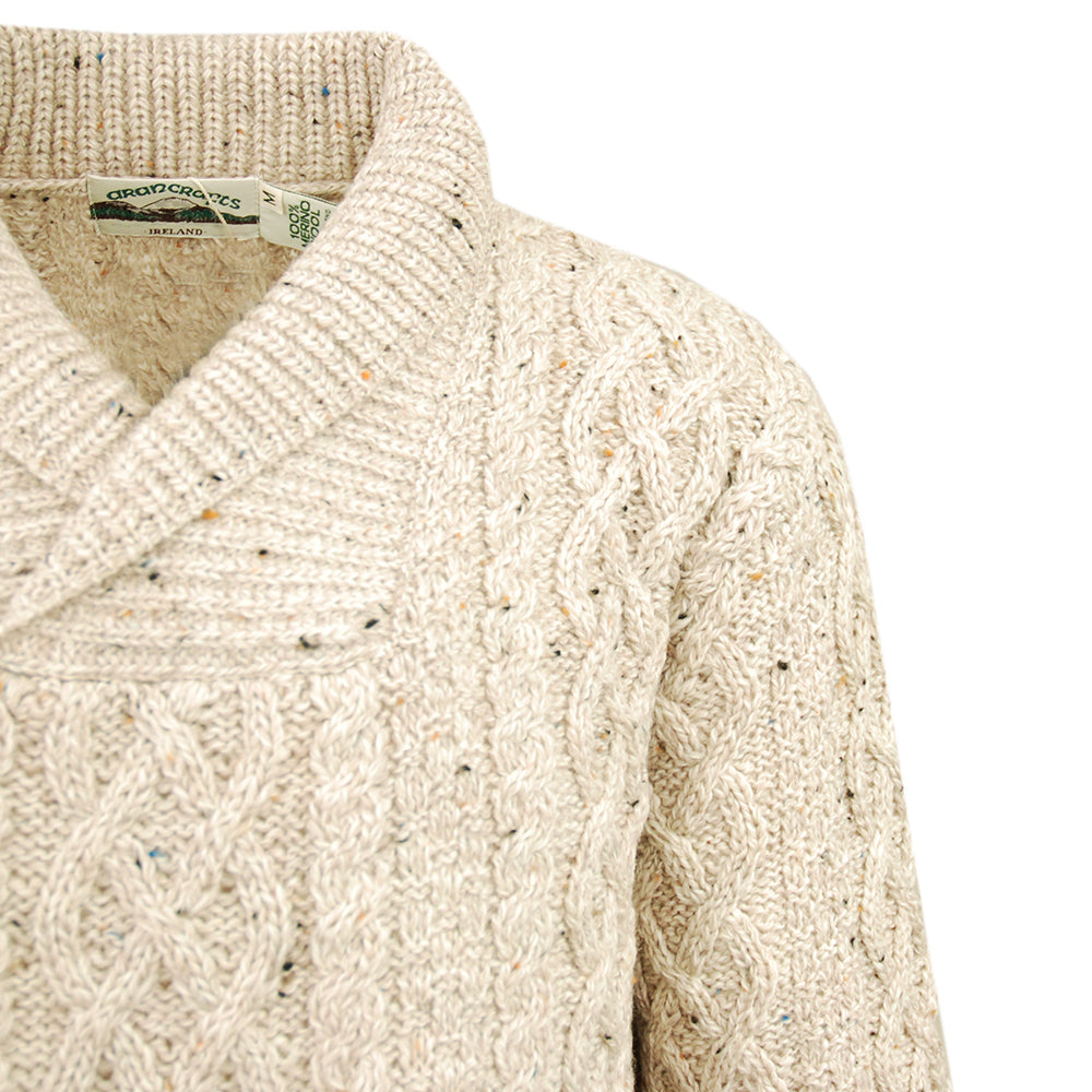 Beige merino wool sweater with collar ⎪ Bunratty ⎪ Aran Crafts