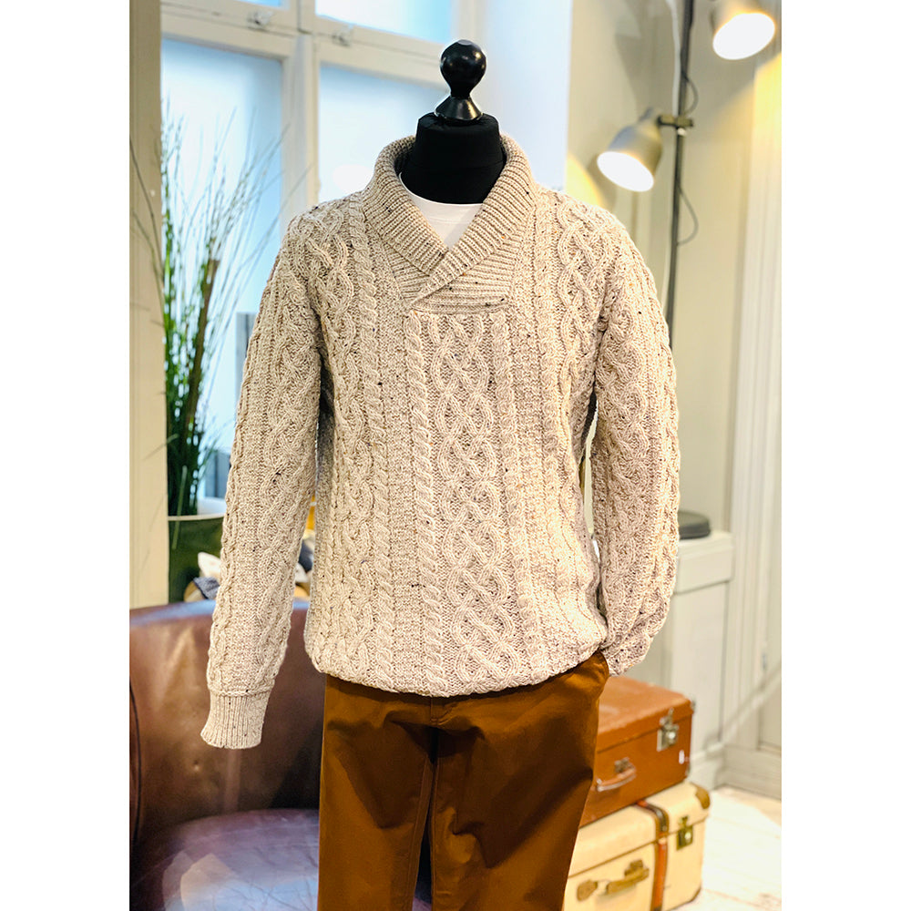Beige merino wool sweater with collar ⎪ Bunratty ⎪ Aran Crafts