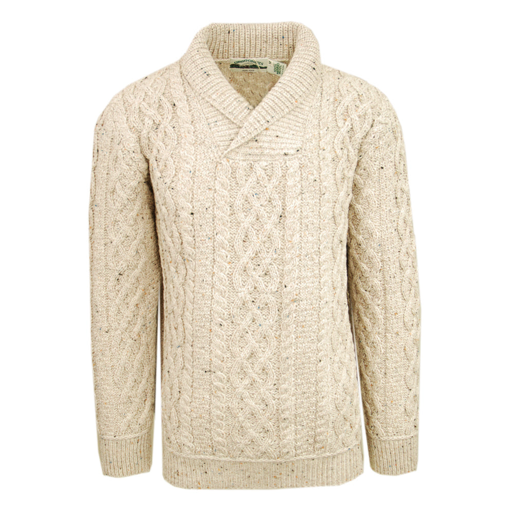 Beige merino wool sweater with collar ⎪ Bunratty ⎪ Aran Crafts