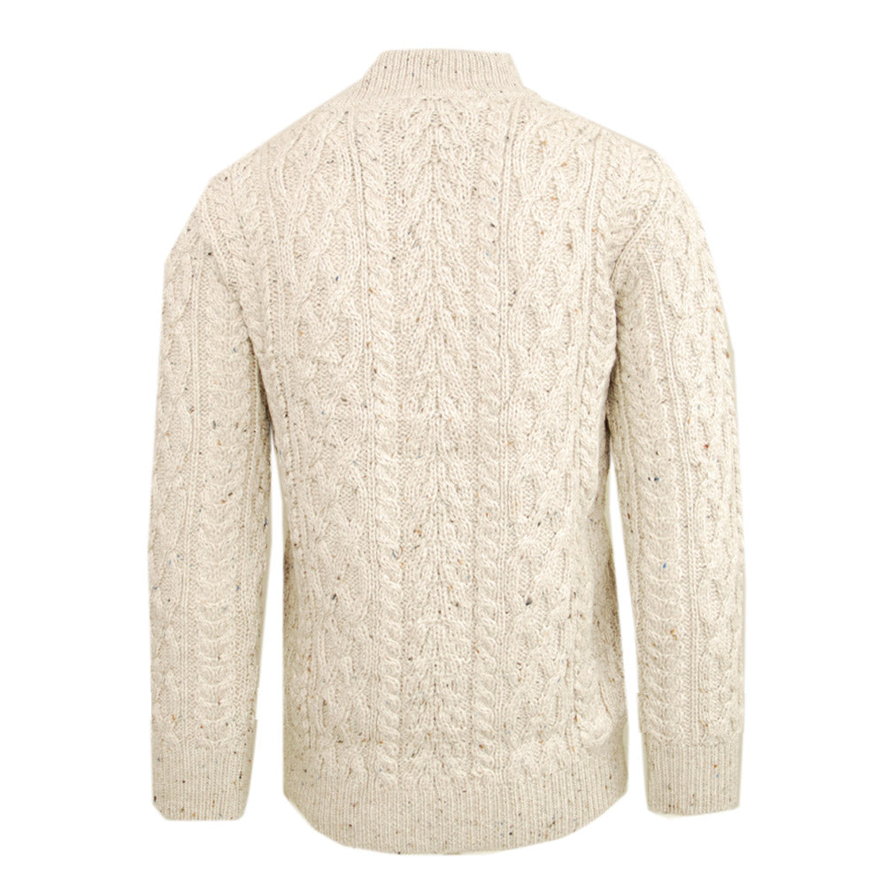 Beige merino wool sweater with zipper ⎪ Oatmeal ⎪ Aran Crafts