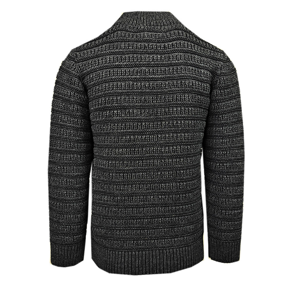 Harmaa merinovilla neulepaita vetoketjulla ⎪ Charcoal Mix ⎪ Aran Crafts