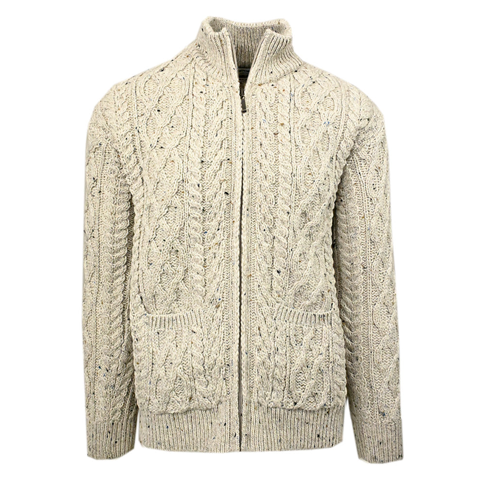 Beige merinovilla neuletakki ⎪ Zipper ⎪ Aran Crafts