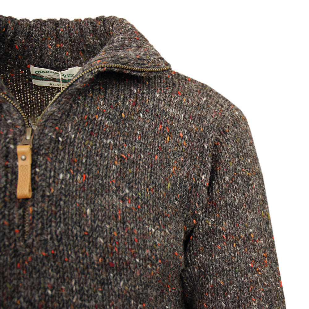 Brauner Strickpullover mit Reißverschluss ⎪ Graphite ⎪ Aran Crafts