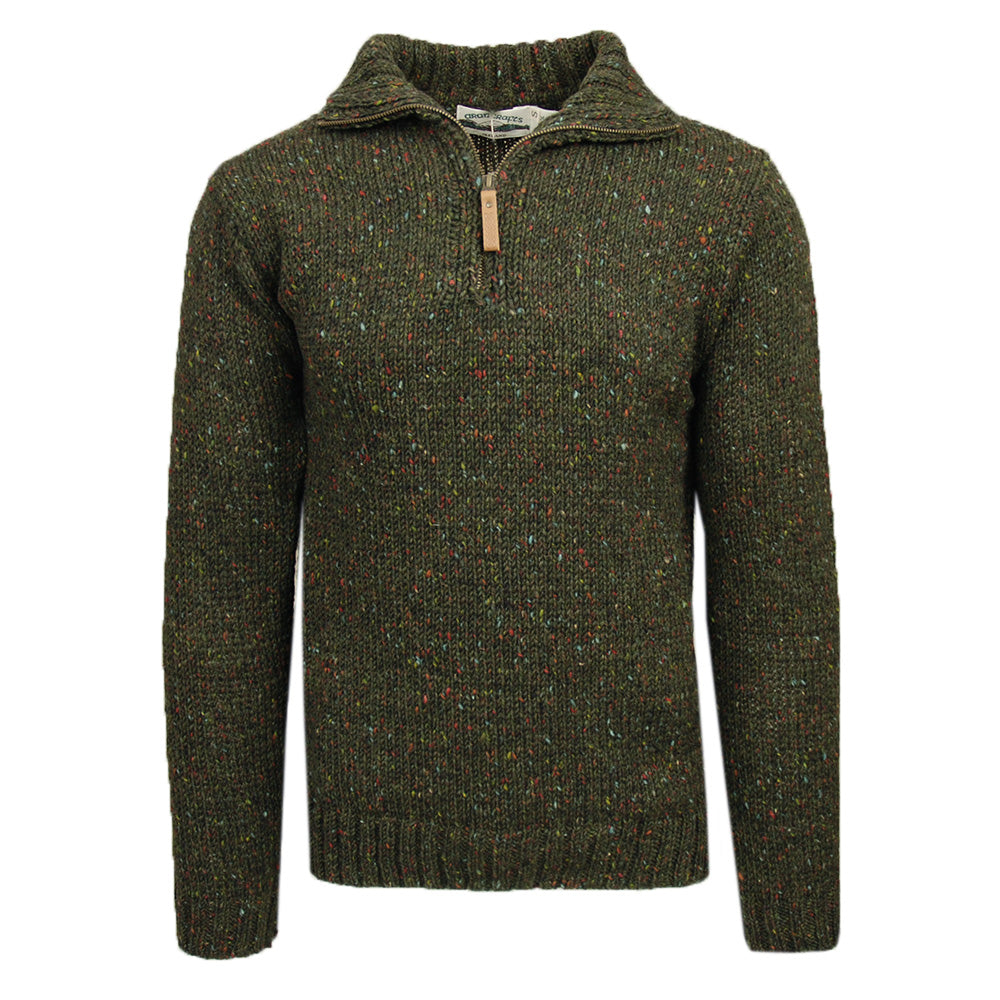 Green Knit Sweater with Zipper ⎪ Men's Sweaters ⎪ Saarnin Boutique