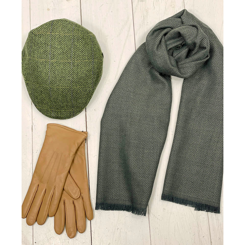 Green herringbone wool scarf⎪ Antartide