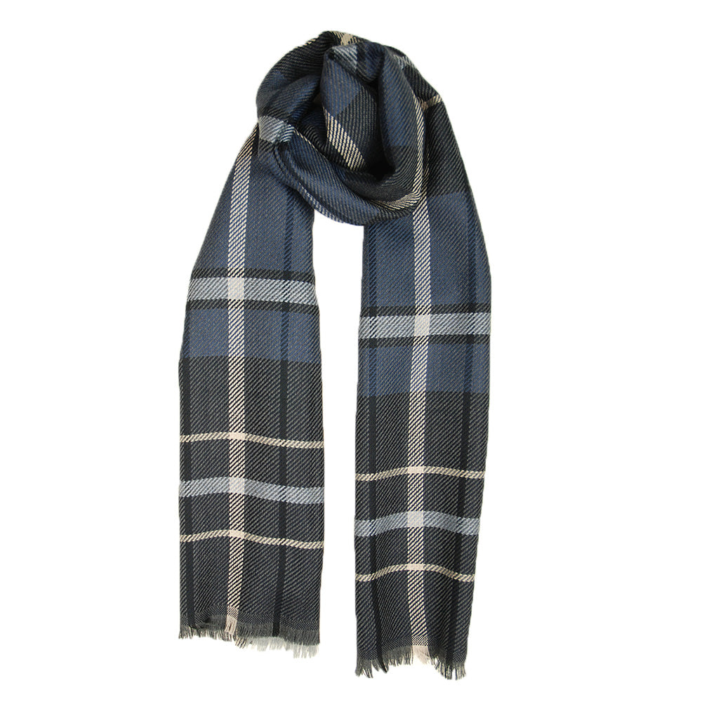 Blue / Grey checkered wool scarf⎪ Antartide