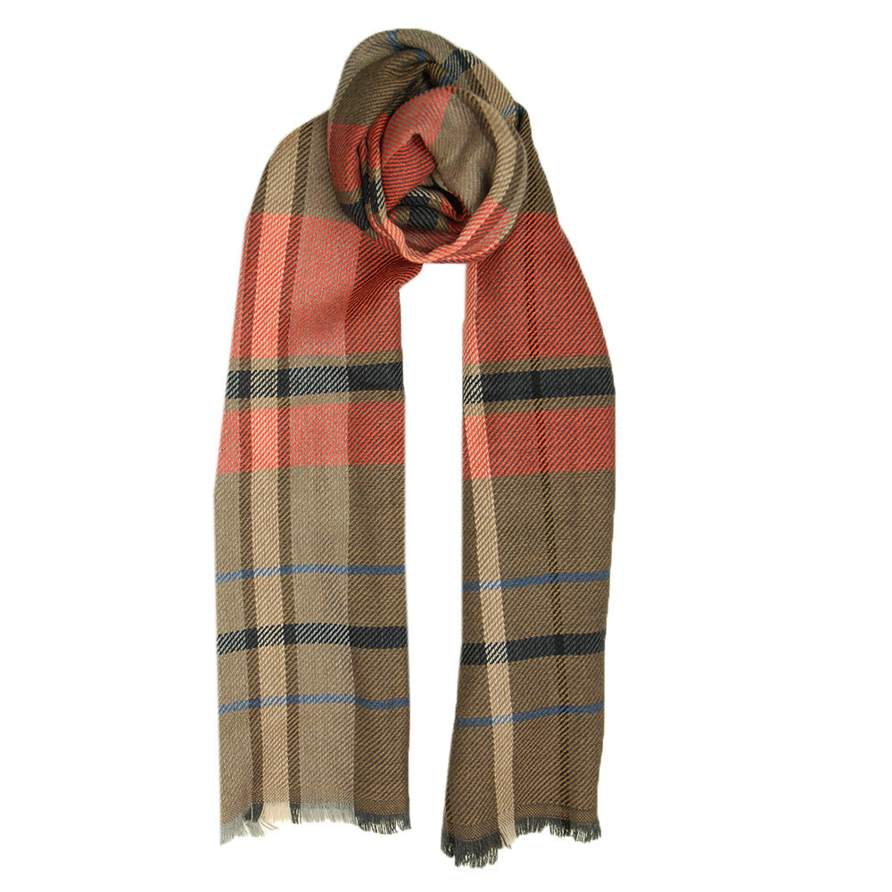 Brun / Orange rutig yllescarf⎪ Antartide