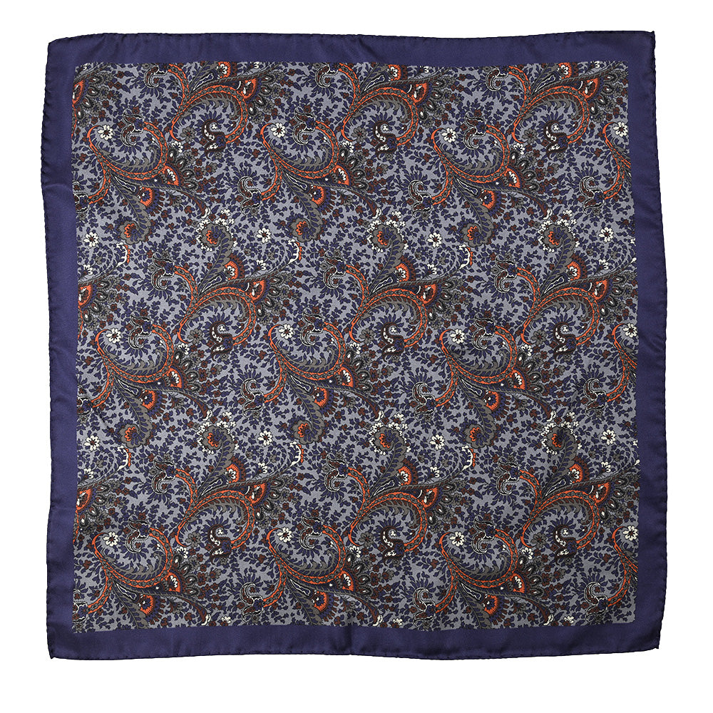Sinertävä kuviollinen silkkinen neliöhuivi ⎪ 57 x 57 ⎪ Antartide