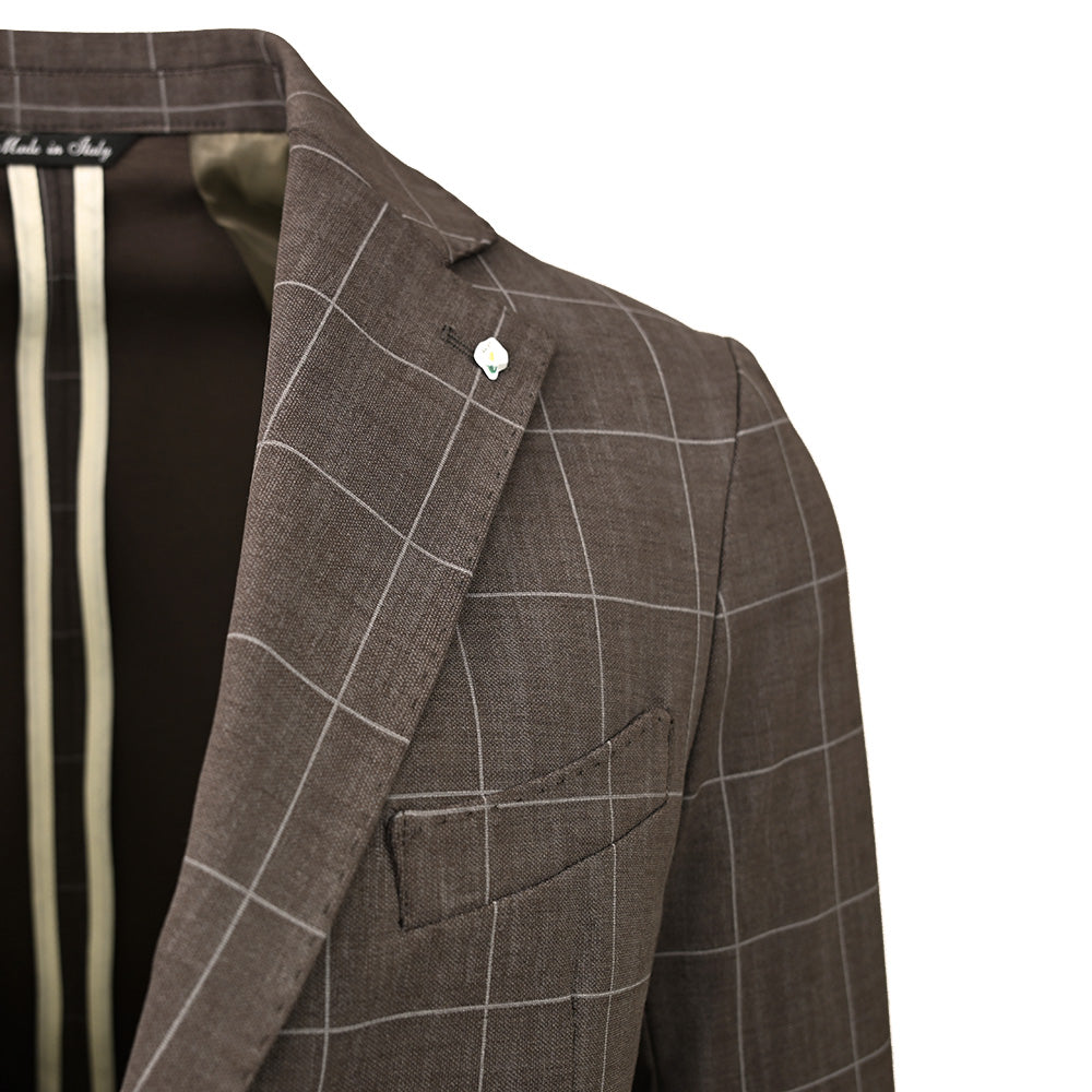 Dark brown checked blazer ⎪ Quadro Stretch ⎪ Adriano Langella