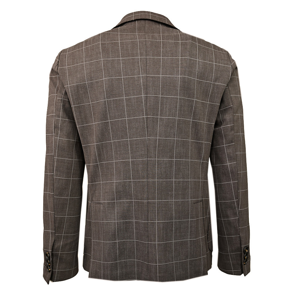 Dark brown checked blazer ⎪ Quadro Stretch ⎪ Adriano Langella