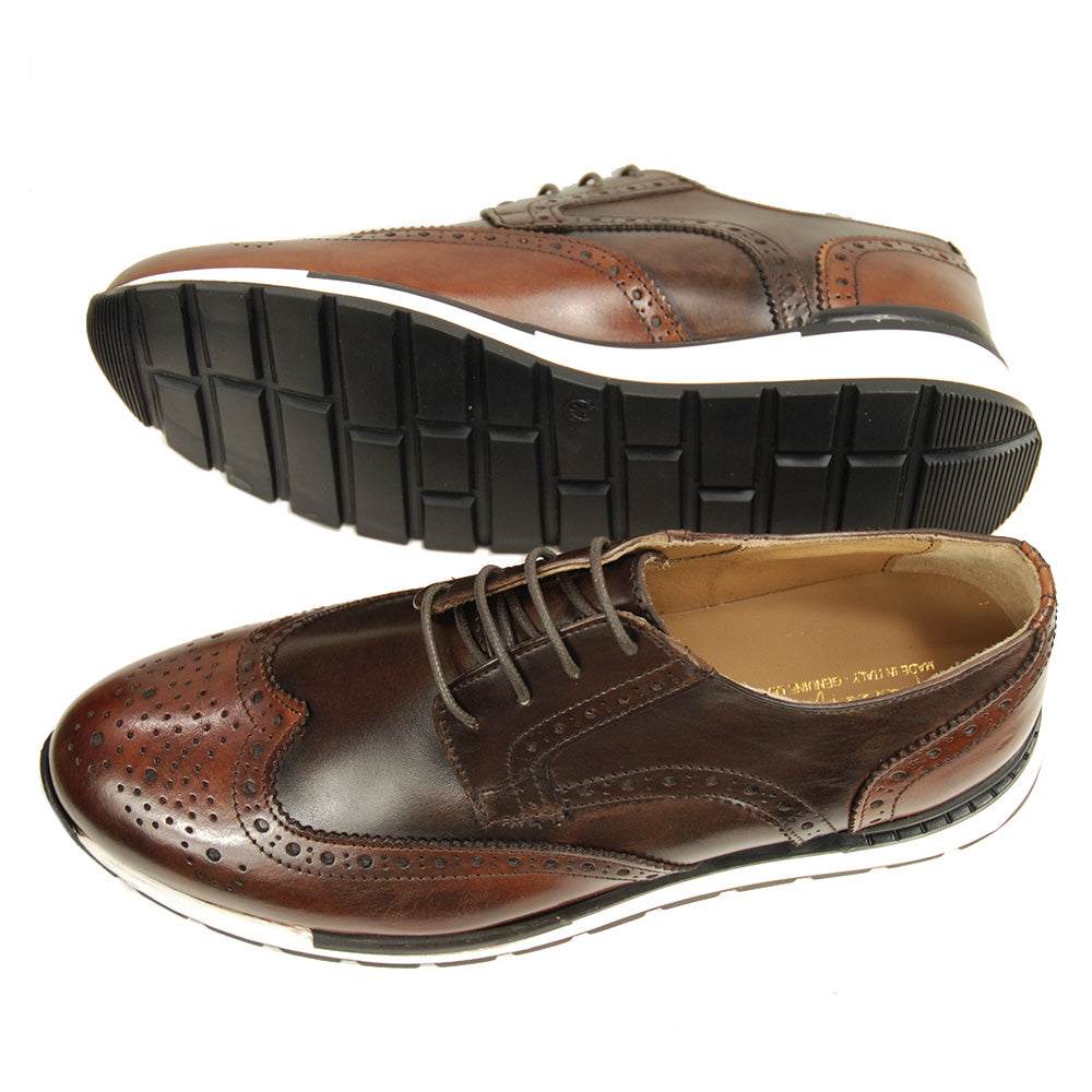 Zweifarbiger brauner Lederschuh ⎪Nobile