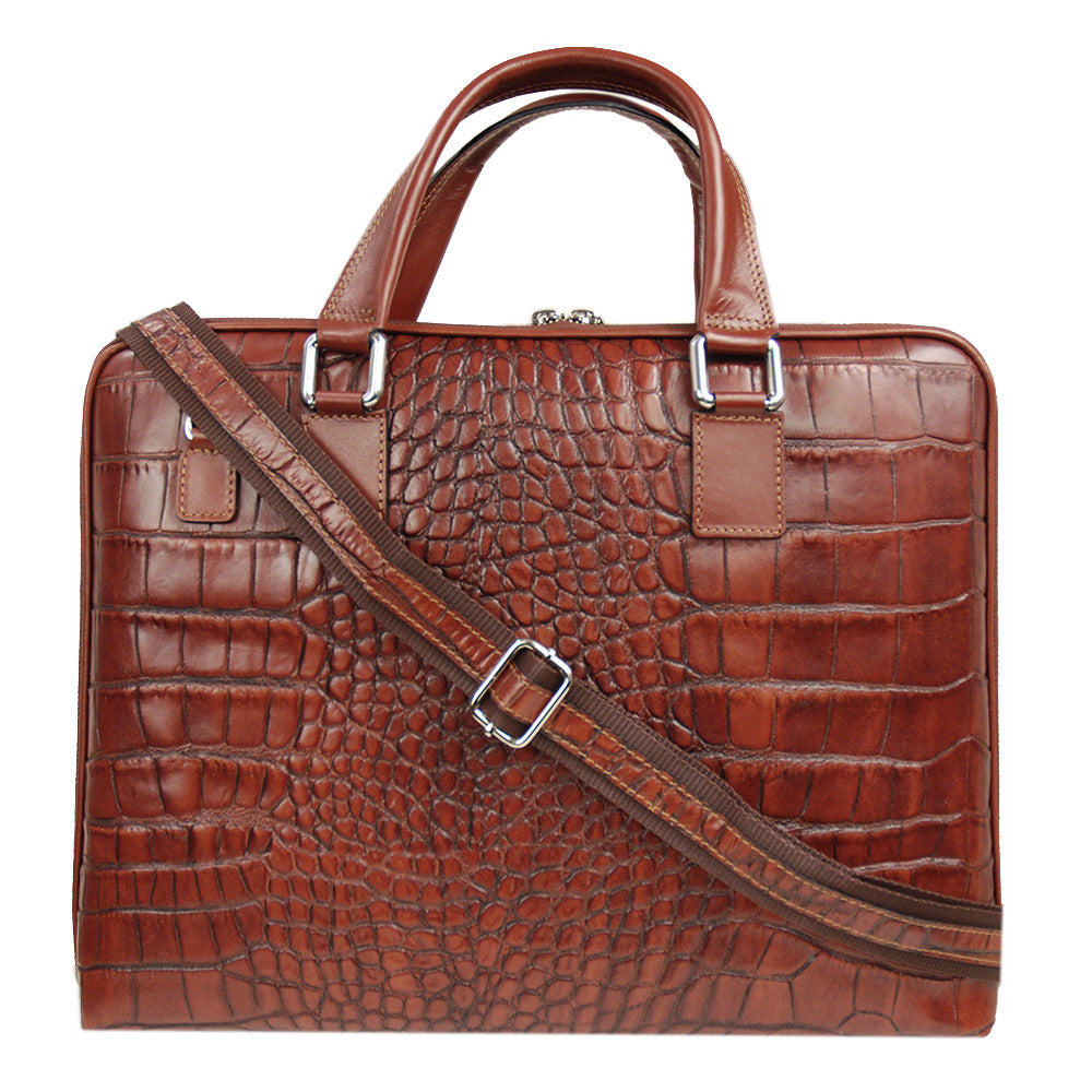 Ruskea nahkasalkku 15" ⎪ Crocco ⎪ Andrea Nobile