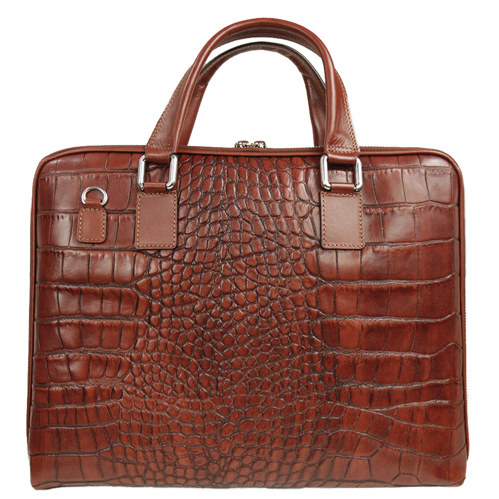 Ruskea nahkasalkku 15" ⎪ Crocco ⎪ Andrea Nobile