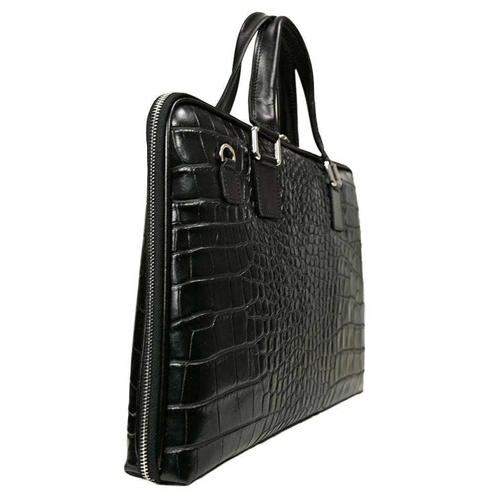 Schwarzer Leder-Aktenkoffer 15" ⎪ Crocco ⎪ Andrea Nobile