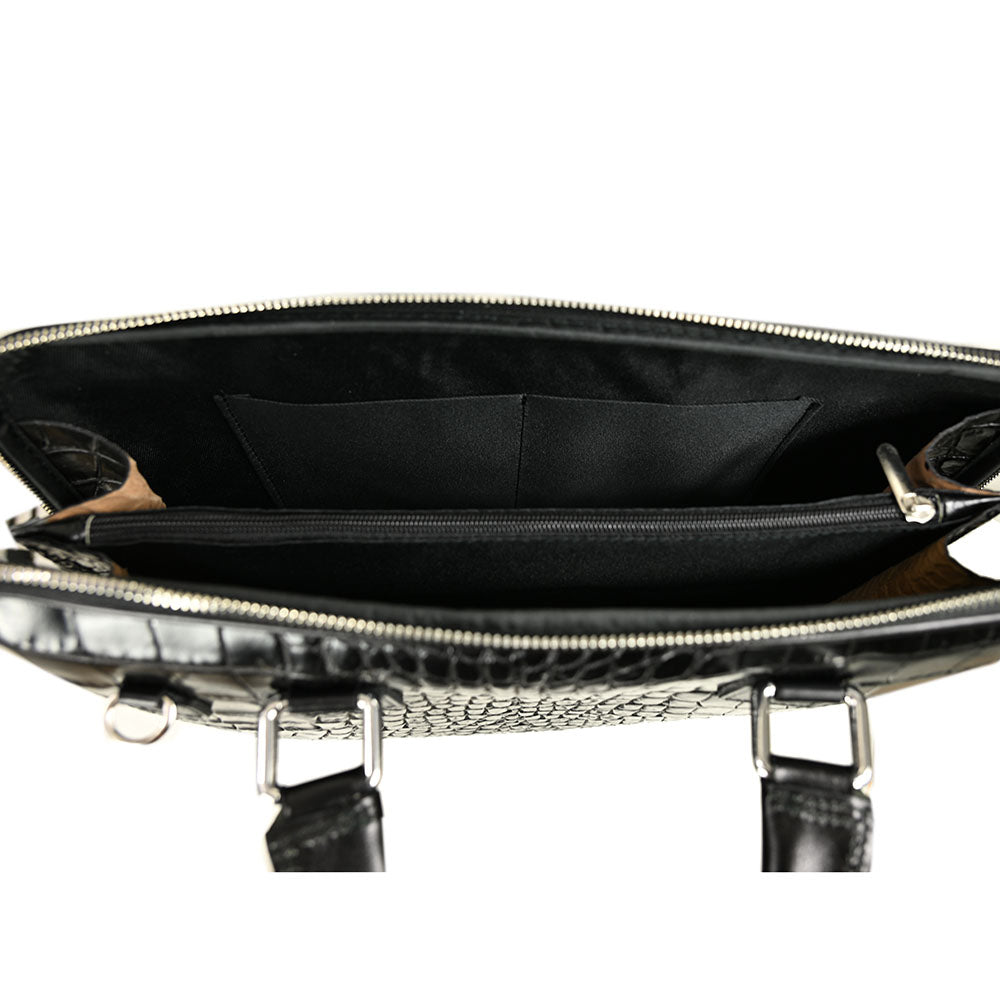 Schwarzer Leder-Aktenkoffer 15" ⎪ Crocco ⎪ Andrea Nobile