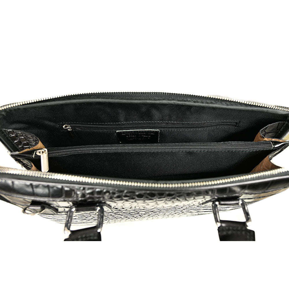 Schwarzer Leder-Aktenkoffer 15" ⎪ Crocco ⎪ Andrea Nobile