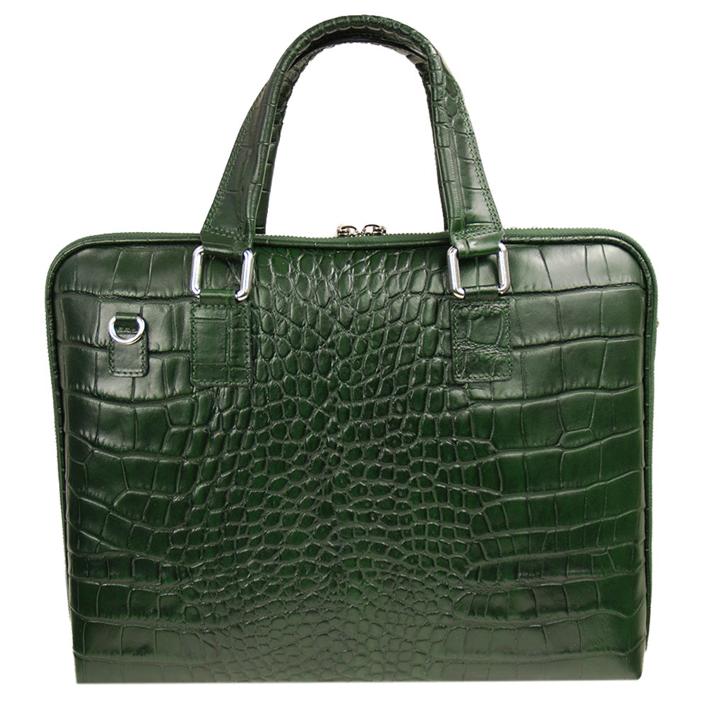 Vihreä nahkasalkku 15" ⎪ Crocco ⎪ Andrea Nobile