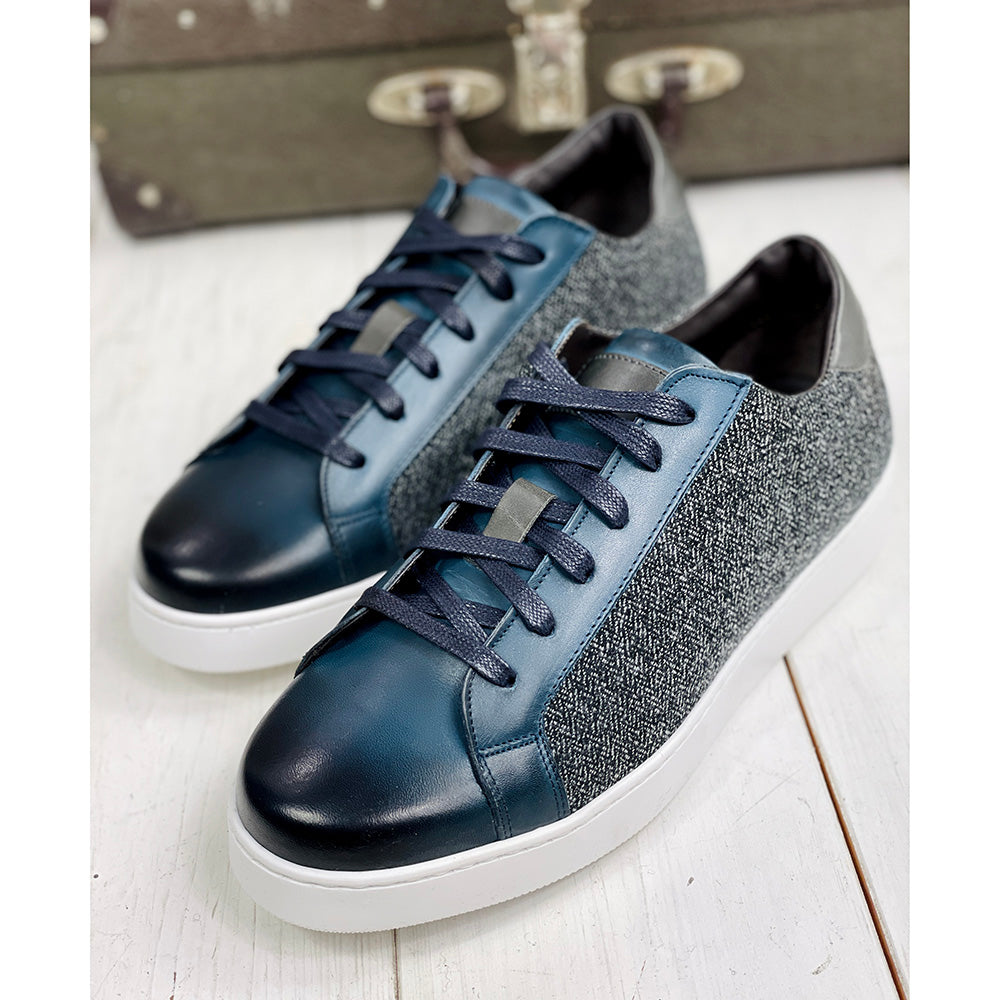Blauer / Grauer Lederschuh ⎪ Tessuto ⎪ Nobile
