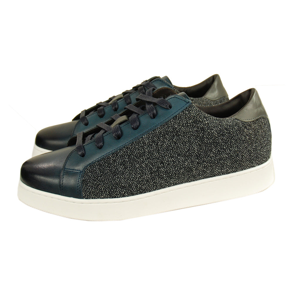 Blauer / Grauer Lederschuh ⎪ Tessuto ⎪ Nobile