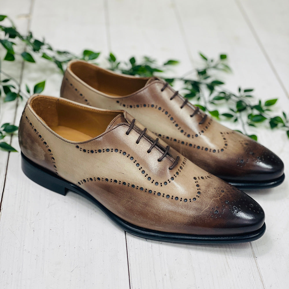 Vaaleanruskea/ Ruskea nahkakenkä ⎪ Brogue Oxford ⎪ Nobile