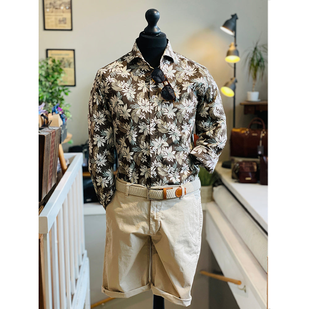 Braun / Grün gemustertes Hemd mit Kragen ⎪ San Pietro⎪ Nobile