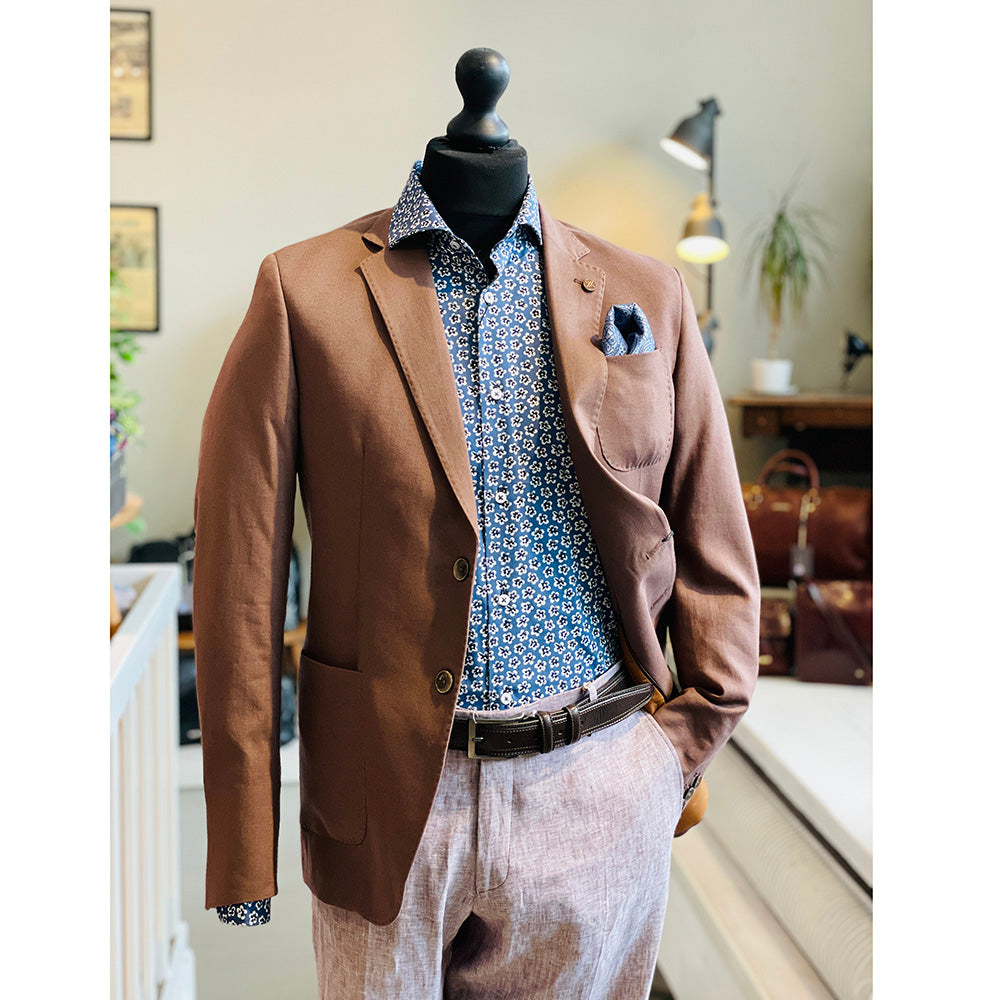 Blue floral pattern collared shirt ⎪ San Pietro ⎪ Nobile