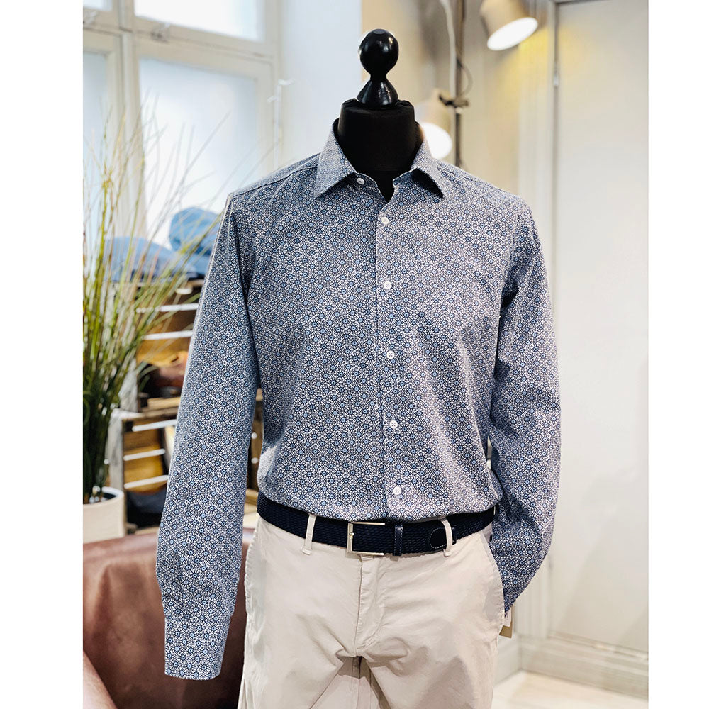 Gray / Light Blue Patterned Dress Shirt ⎪ Zanobi ⎪ Nobile