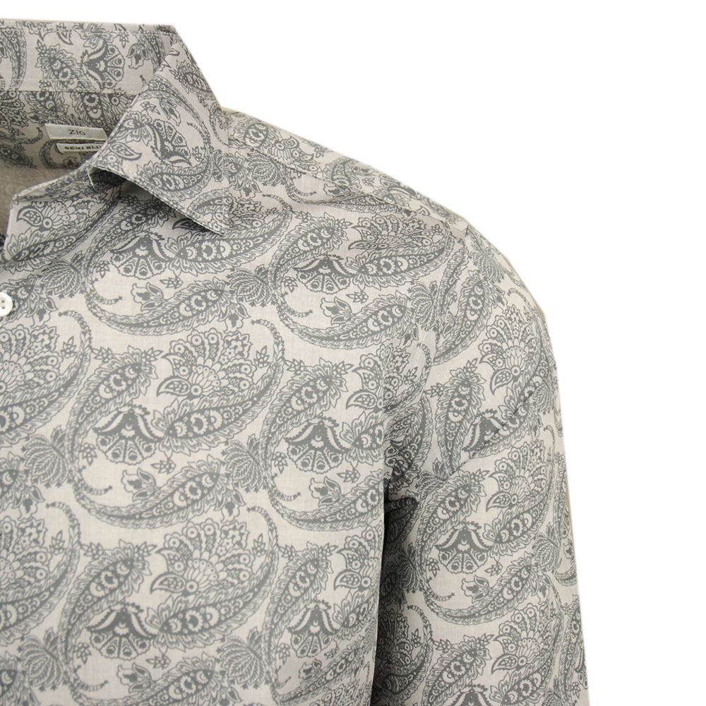 Gray paisley-patterned dress shirt ⎪ Zanobi ⎪ Nobile