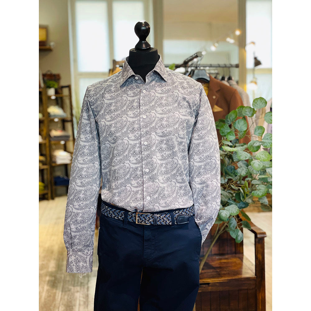 Gray paisley-patterned dress shirt ⎪ Zanobi ⎪ Nobile