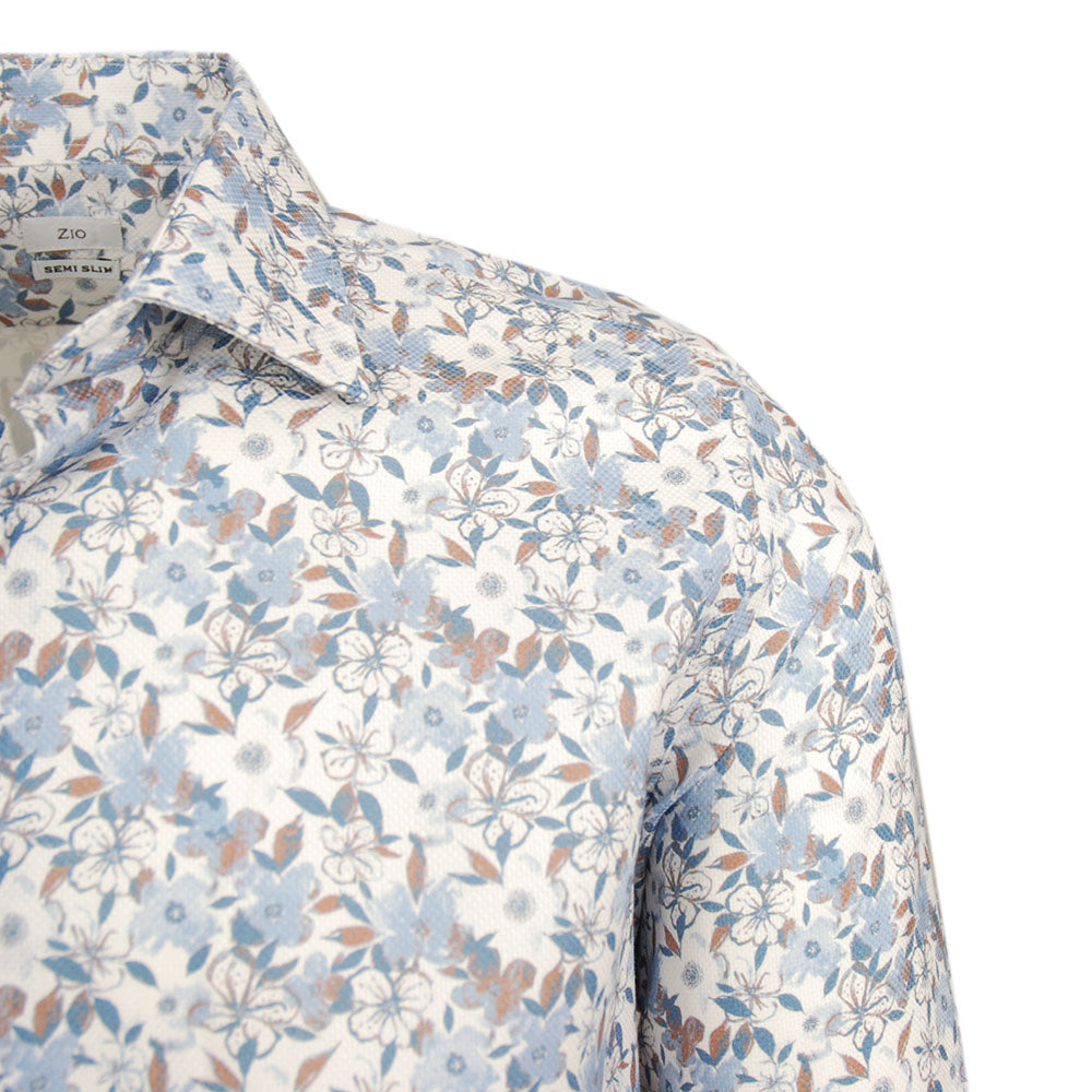 White dress shirt with light blue floral pattern ⎪ Zanobi ⎪ Nobile