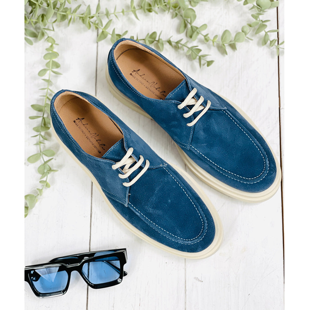 Blaue Wildleder-Schuhe ⎪ Camoscio Derby ⎪ Nobile