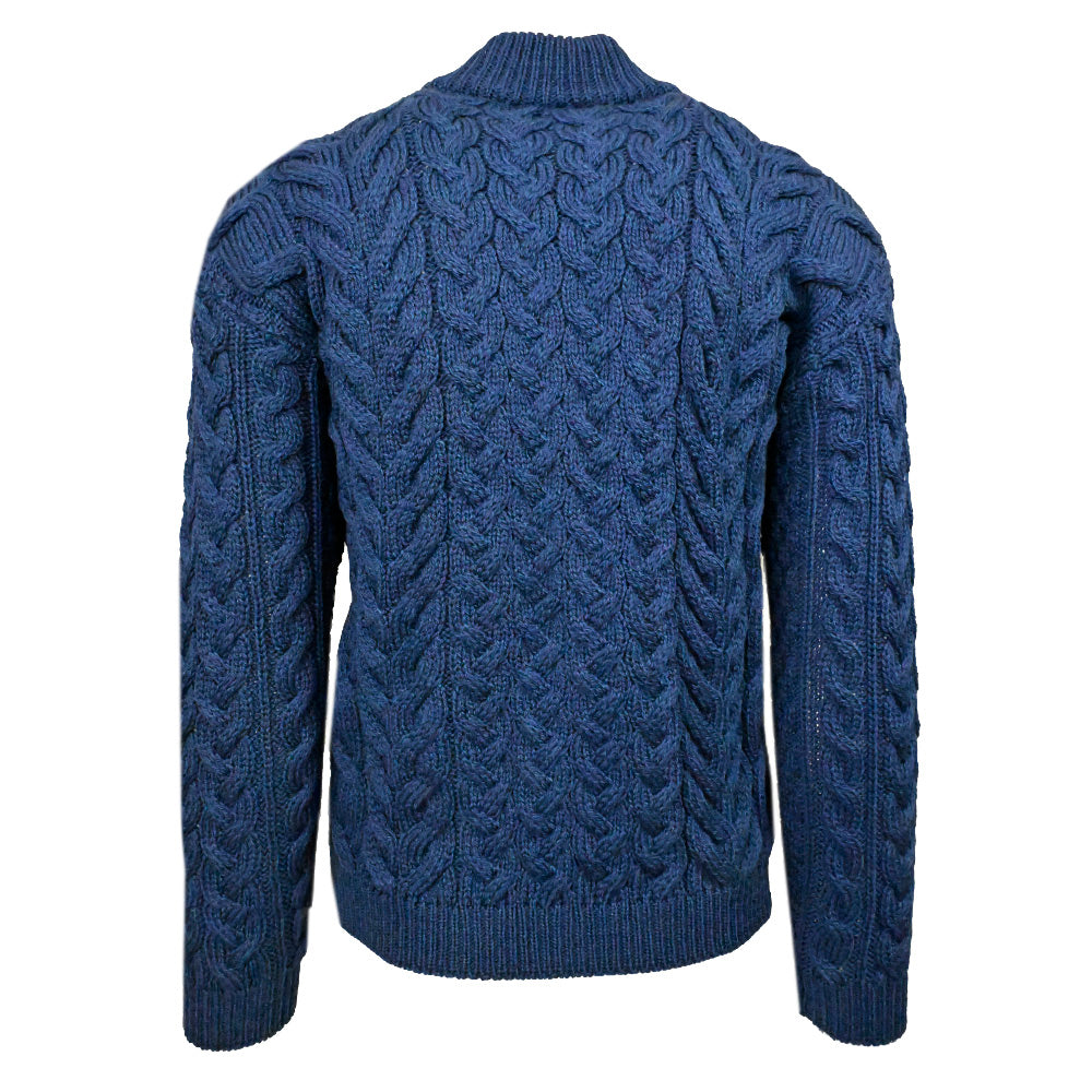 Petroolinsininen merinovilla neuletakki ⎪ Zipper ⎪ Aran Woollen Mills