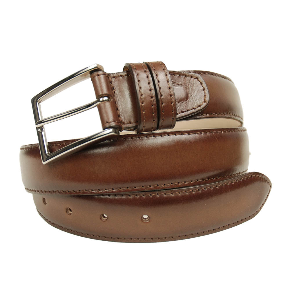 Light cognac brown leather belt⎪Bochicchio