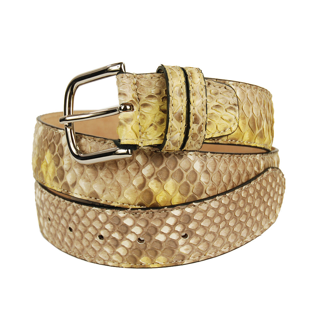Hellbrauner / gelber Python-Gürtel⎪ Bochicchio