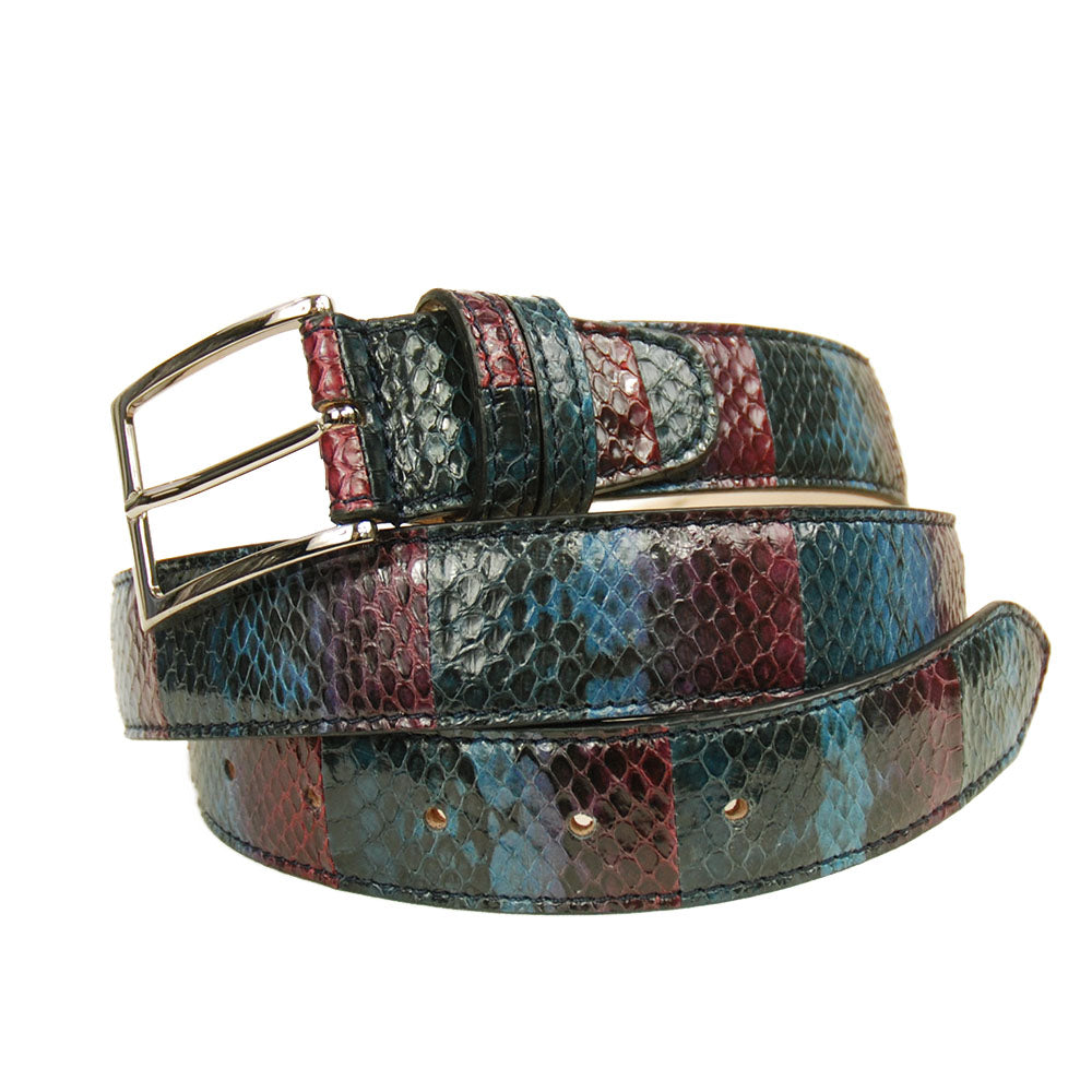 Striped burgundy python belt ⎪ Bochicchio