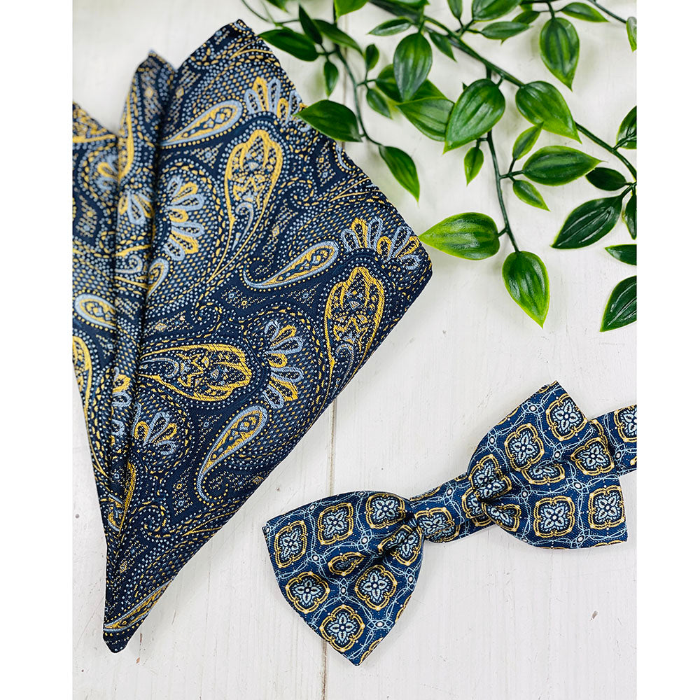 Blå rosett med mönster⎪ BP Silk