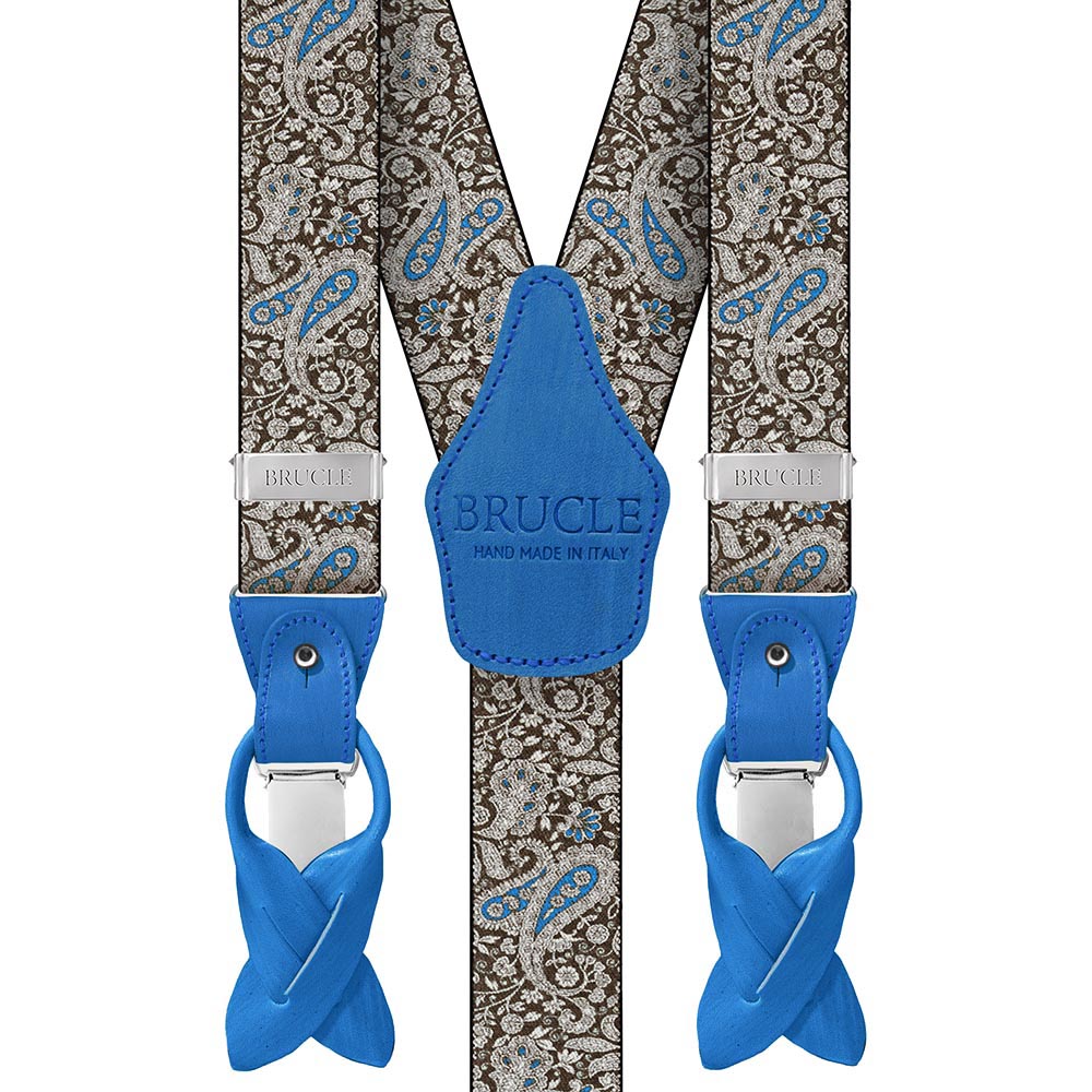 Ruskeat / Vaaleansiniset henkselit⎪ Paisley⎪ Brucle