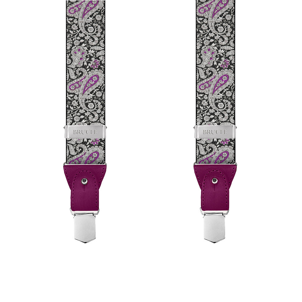 Schwarze / Violette Hosenträger ⎪ Paisley ⎪ Brucle