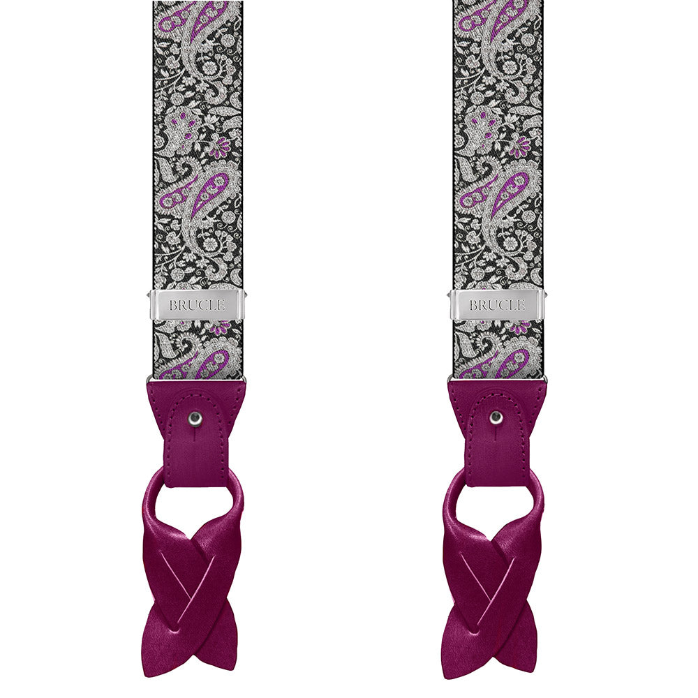 Schwarze / Violette Hosenträger ⎪ Paisley ⎪ Brucle