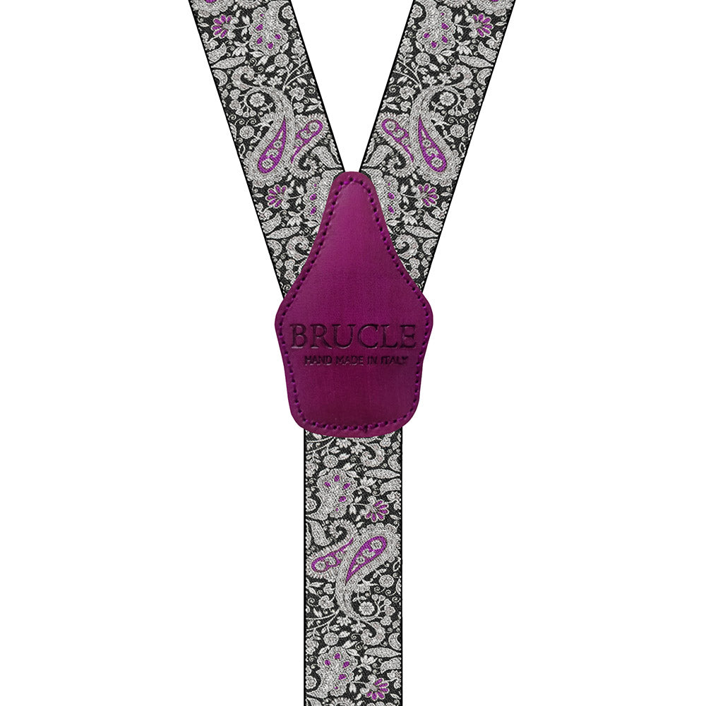 Schwarze / Violette Hosenträger ⎪ Paisley ⎪ Brucle