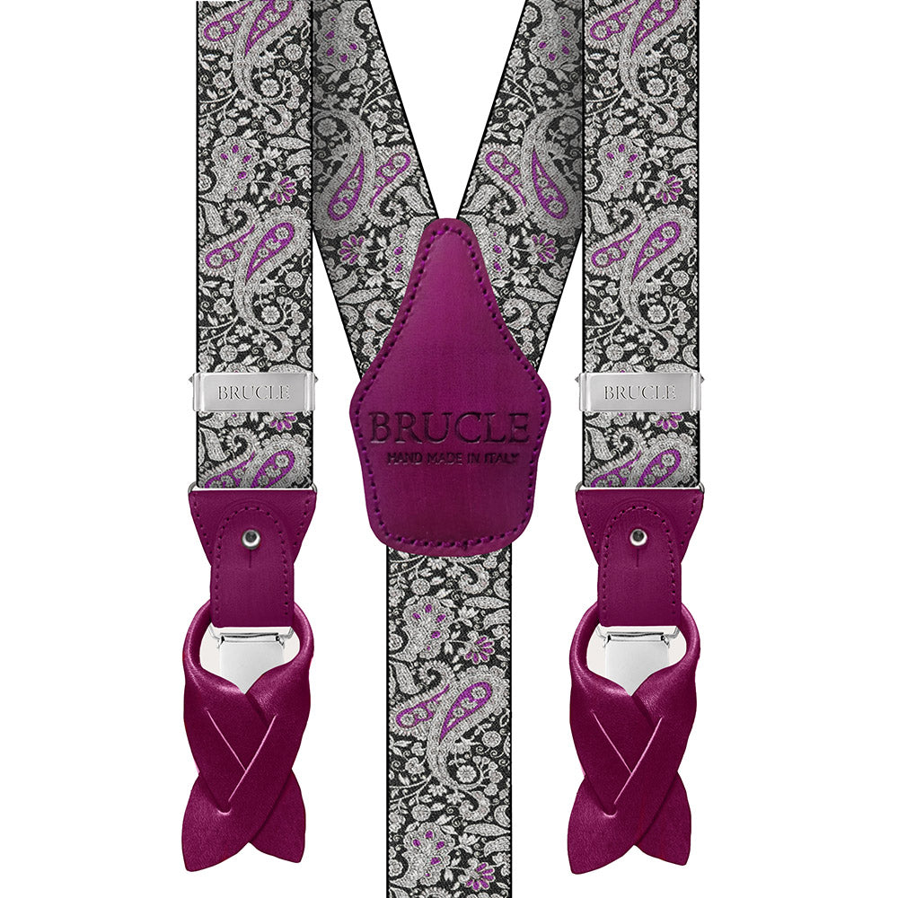 Schwarze / Violette Hosenträger ⎪ Paisley ⎪ Brucle