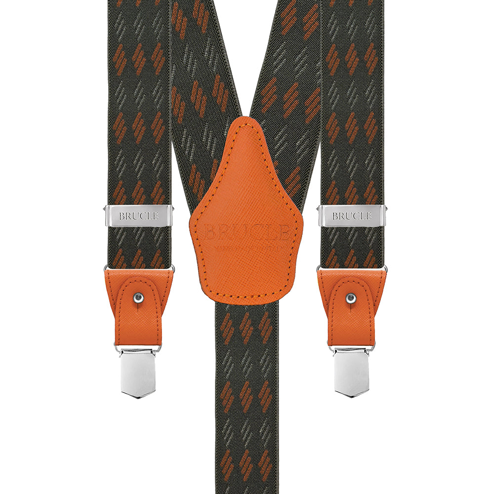 Gröna / Orange mönstrade hängslen⎪ Brucle
