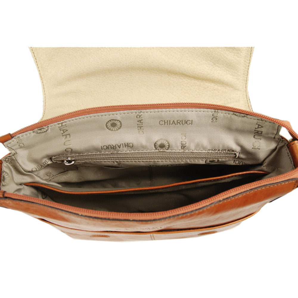 Kleine hellbraune Messenger-Ledertasche ⎪Chiarugi